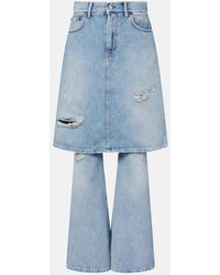 Acne Studios - Distressed Layered Wide-Leg Jeans - Lyst