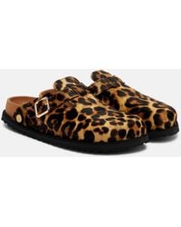 Birkenstock - Mules Boston En Cuir Facon Poulain A Motif Leopard - Lyst