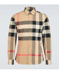 Burberry - Camicia in popeline di cotone a quadri - Lyst