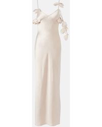 Self-Portrait - Bridal Floral-Applique Satin Gown - Lyst