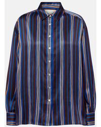 Asceno - Maya Striped Silk Charmeuse Pajama Shirt - Lyst