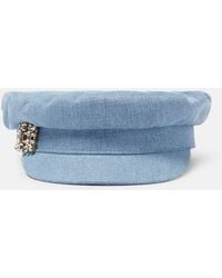 Roger Vivier - Broche Vivier Denim Flat Cap - Lyst