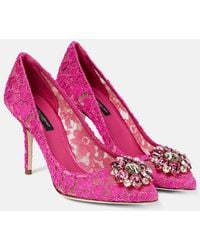 Dolce & Gabbana - Belucci Embellished Lace Pumps - Lyst