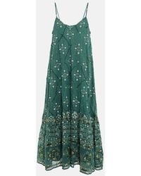 Juliet Dunn - Embellished Printed Cotton Midi Dress - Lyst
