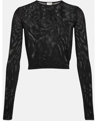 Saint Laurent - Sheer Cropped Sweater - Lyst