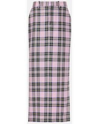 Area - Plaid Wool Midi A-Line Skirt - Lyst