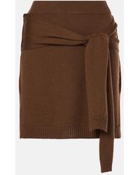 Lemaire - Trompe L'Oil Wool-Blend Miniskirt - Lyst