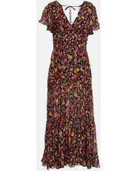 RIXO London - Delicia Floral-print Metallic Fil Coupé Chiffon Maxi Dress - Lyst