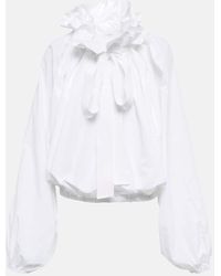 Patou - Blusa de algodon con cuello de volantes - Lyst