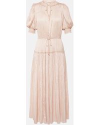 Ulla Johnson - Astrid Plisse Satin Midi Dress - Lyst