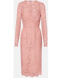 Dolce & Gabbana - Branded Floral Cardonetto Lace Sheath Dress - Lyst