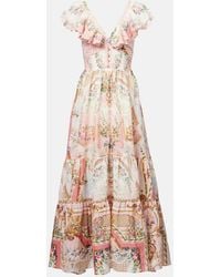 CAMILLA - Vestido Largo De Lino A Capas - Lyst