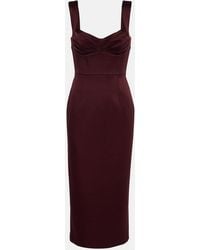 Rebecca Vallance - Merlot Ruched Satin Midi Dress - Lyst