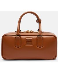 Miu Miu - Arcadie Large Leather Top-Handle Bag - Lyst