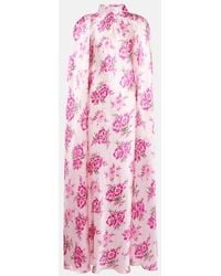 Rodarte - Caped Floral Silk Satin Gown - Lyst