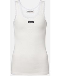 Miu Miu - Top En Coton A Dentelle - Lyst