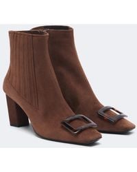 Roger Vivier - Belle Vivier Suede Ankle Boots - Lyst