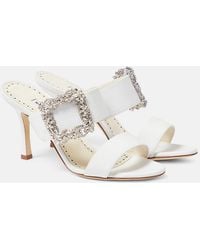 Manolo Blahnik - Gable Jewel Crepe De Chine Mules - Lyst