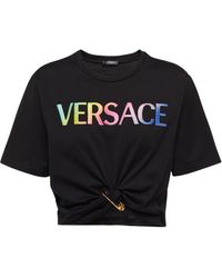 Versace Logo Cotton T-shirt - Black