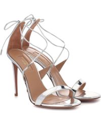 Aquazzura Linda 105 Patent Leather Sandals - Metallic