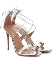 Aquazzura Sandales Linda 105 en cuir lamé - Métallisé