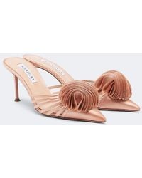 Aquazzura - Wild Bloom Floral-Applique Satin Mules - Lyst