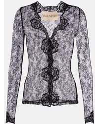 Valentino - Floral Sheer Lace Cardigan - Lyst
