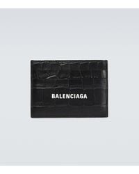 Balenciaga - Leather Croc-Embossed Card Holder - Lyst