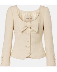 Valentino - Bow-Detail Cropped Wool-Blend Tweed Jacket - Lyst