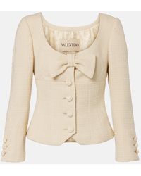 Valentino - Bow-Detail Cropped Wool-Blend Tweed Jacket - Lyst