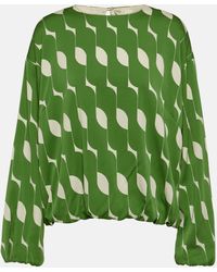 Dries Van Noten - Printed Silk-blend Midi Dress - Lyst