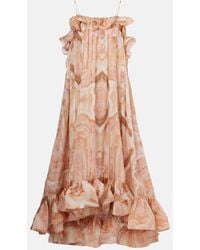 Zimmermann - Bedrucktes Maxikleid Illuminate Aus Seide - Lyst