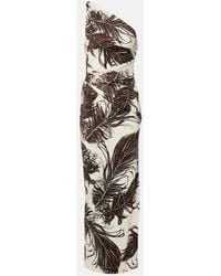 Oscar de la Renta - Printed One-Shoulder Jersey Maxi Dress - Lyst