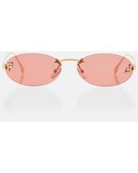 Fendi - Fe4075us Oval-frame Metal Sunglasses - Lyst