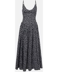 STAUD - Dena Gathered Cotton Poplin Midi Dress - Lyst