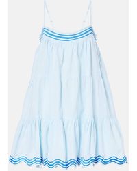 Juliet Dunn - Vestido Corto De Algodon Y Lino Bordado - Lyst