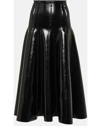 Norma Kamali - Faux Patent Leather Midi Skirt - Lyst