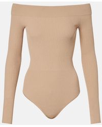 Alaïa - Ribbed-Knit Off-Shoulder Bodysuit - Lyst