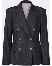 Brunello Cucinelli - Double-Breasted Denim Blazer - Lyst