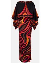 PUCCI - Marmo And Fari Caped Silk Twill Gown - Lyst