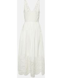 Valentino - Midikleid Aus Baumwolle Mit Spitze - Lyst