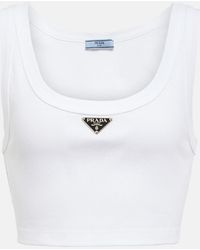Prada - Crop Top De Jersey De Algodon - Lyst