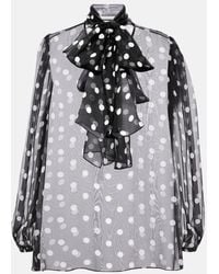 Dolce & Gabbana - Polka-Dot Bow-Detail Silk Chiffon Blouse - Lyst