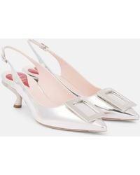 Roger Vivier - Slingback-Pumps Virgule 55 Aus Metallic-Leder - Lyst