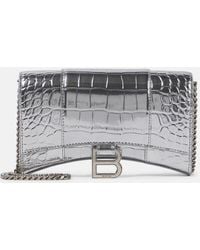 Balenciaga - Hourglass Croc-Effect Leather Wallet On Chain - Lyst