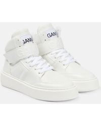 Ganni - High-top Faux Leather Sneakers - Lyst