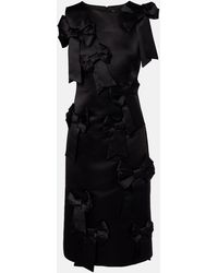 Ganni - Bow-Detail Satin Cocktail Dress - Lyst