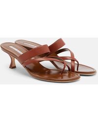 Manolo Blahnik - Susa Leather Thong Sandals - Lyst