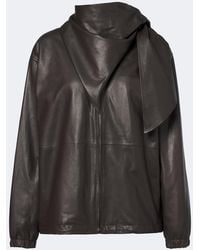 Loewe - Scarf-Detail Leather Jacket - Lyst