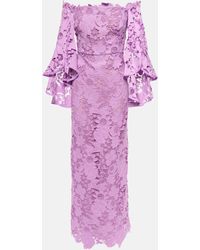 Oscar de la Renta - Floral Off-shoulder Lace Gown - Lyst